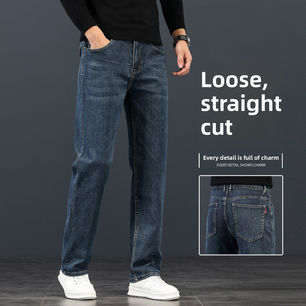Loose Straight Leg JeansMen's Pants