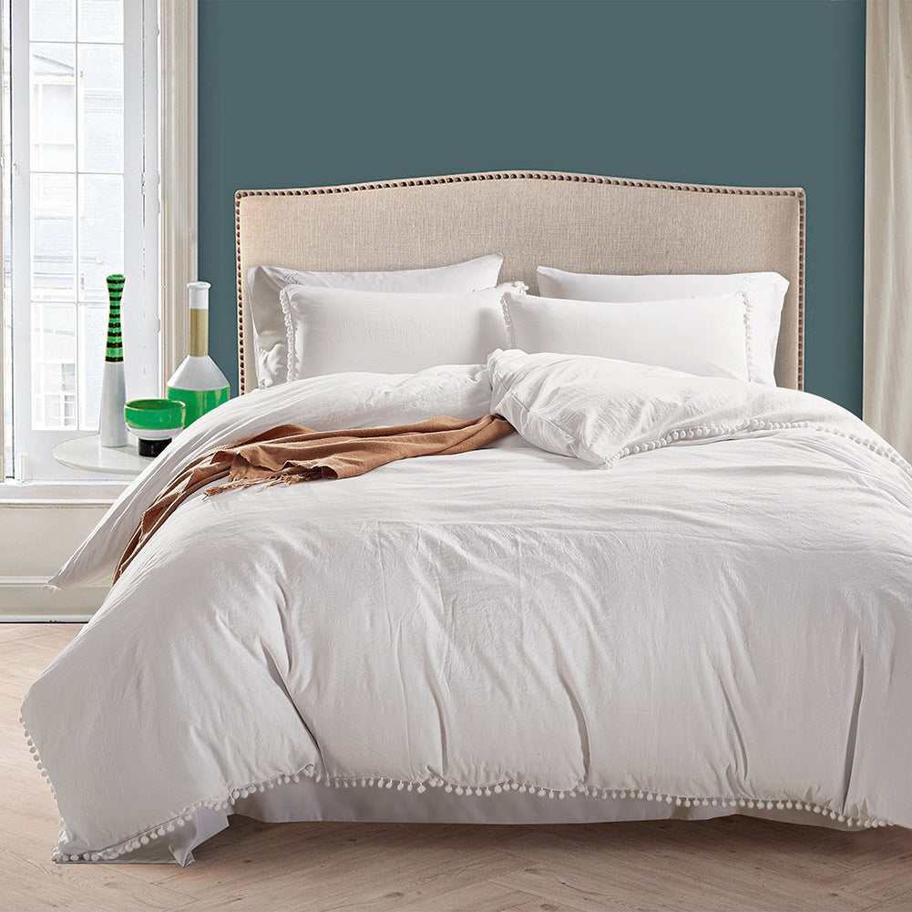 Washed Cotton Solid Color Bedding Three-Piece Set