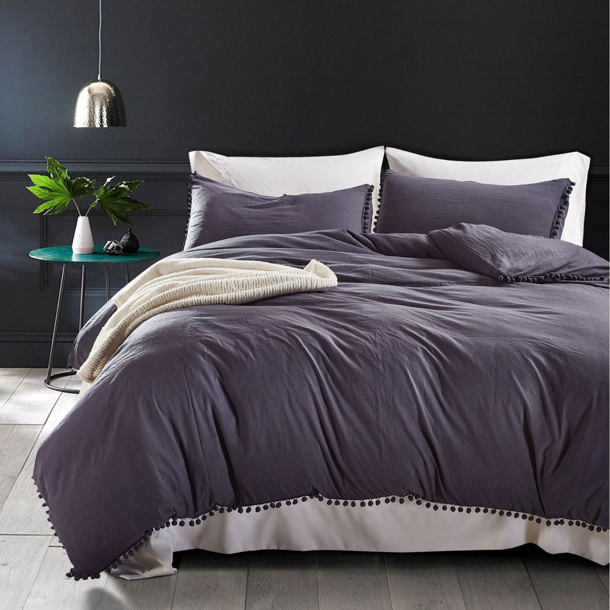 Washed Cotton Solid Color Bedding Three-Piece Set