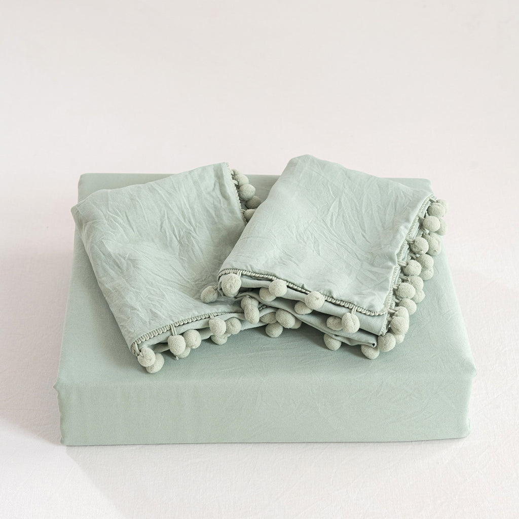 Washed Cotton Solid Color Bedding Three-Piece Set