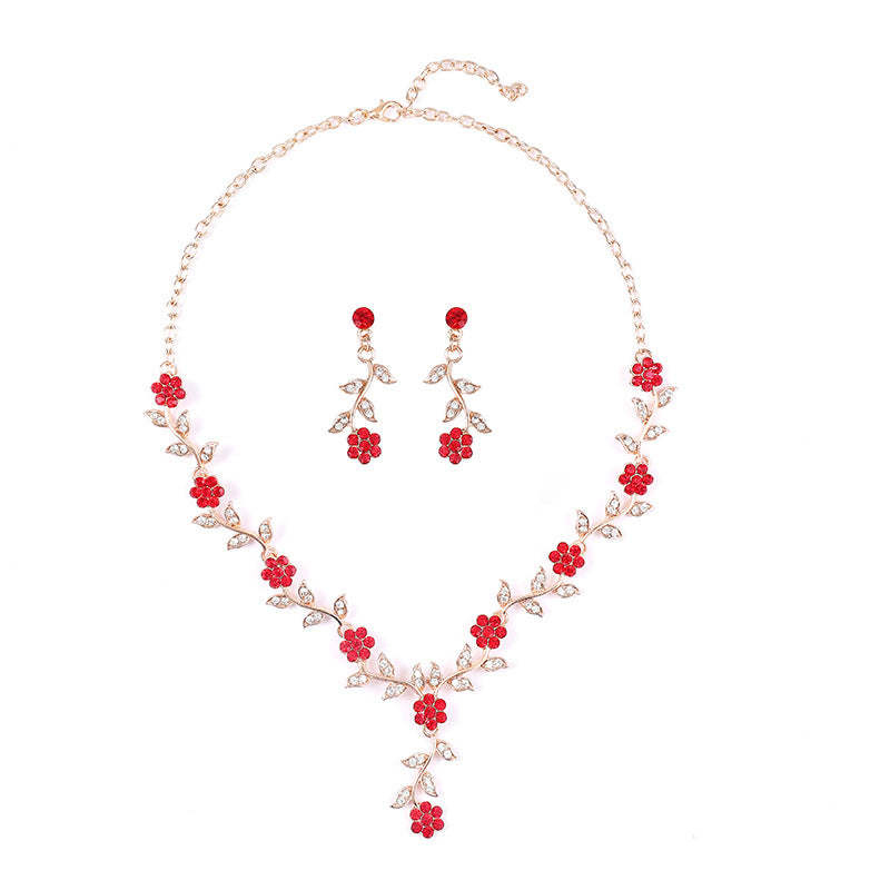 Vintage Plum Blossom Necklace and Earrings Set
