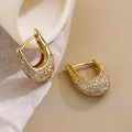 U-Shaped Gold Plated Zircon Earrings