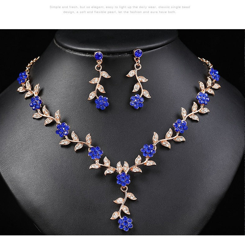 Vintage Plum Blossom Necklace and Earrings Set