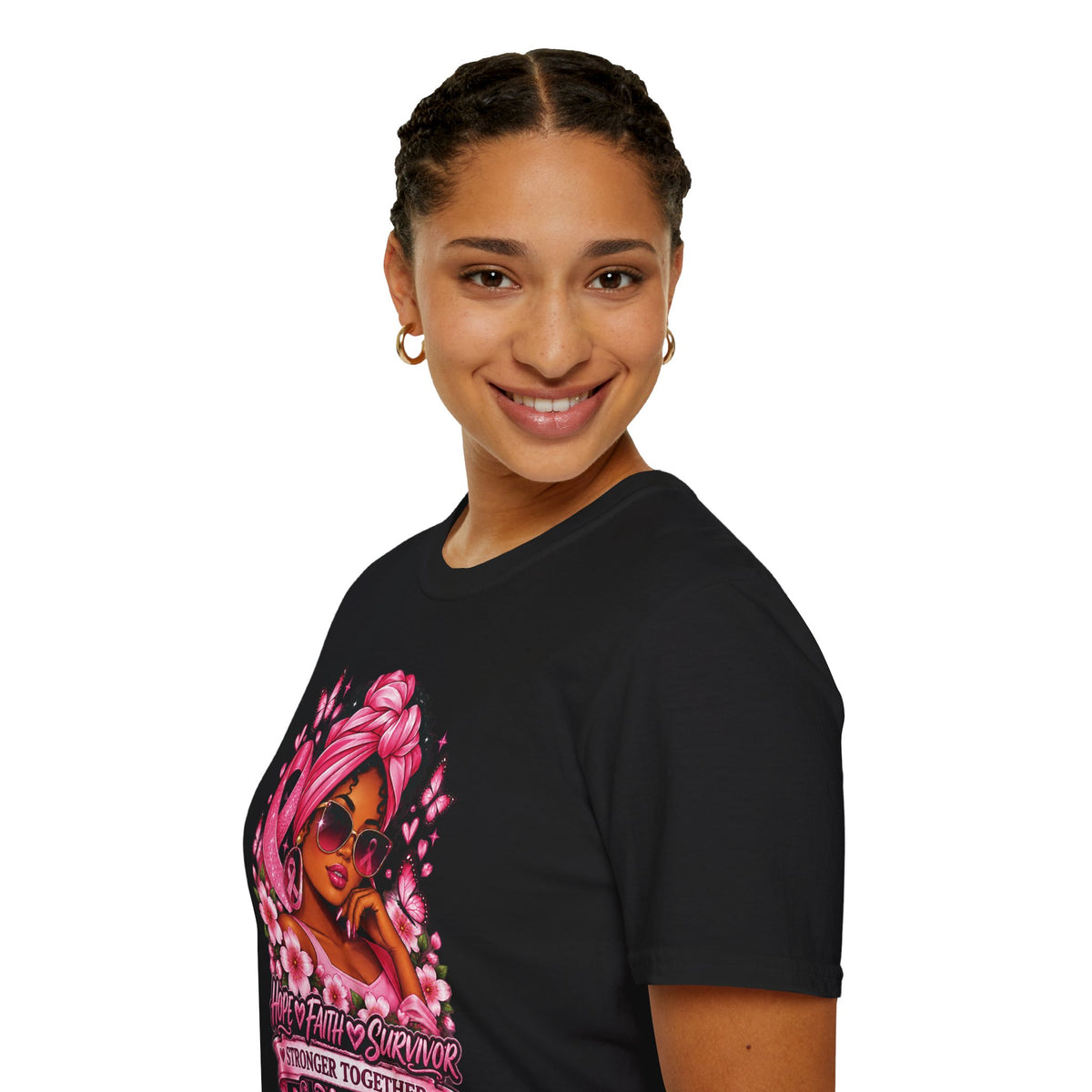 Breast Cancer Awareness T-Shirt — "Hope Faith Survivor: Stronger Together"