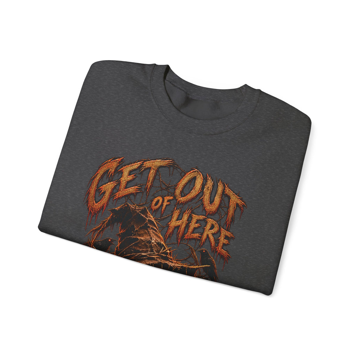 Scarecrow 'Get Out of Here' Graphic Sweatshirt — Halloween Horror Crewneck
