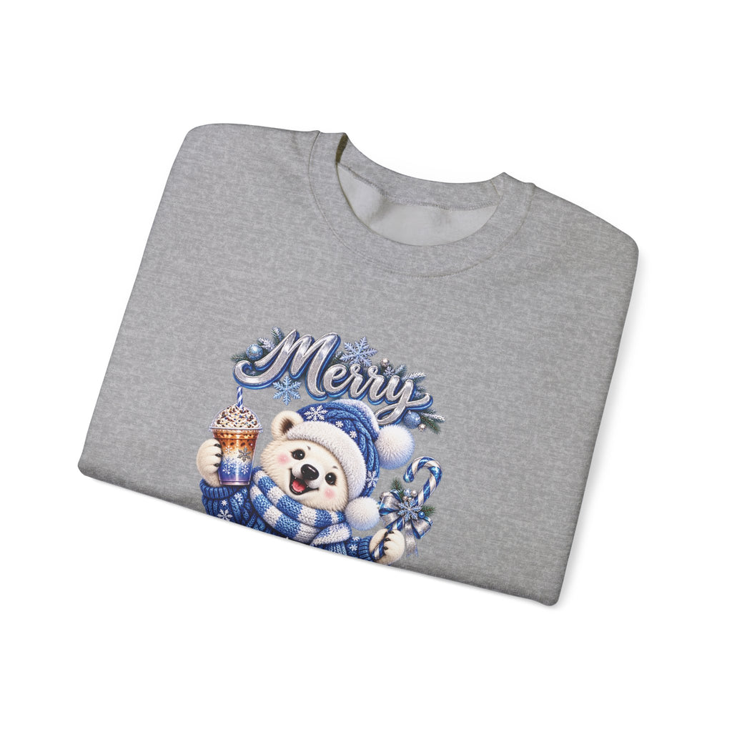 Christmas Bear Sweatshirt — Merry Christmas Blue Holiday Crewneck