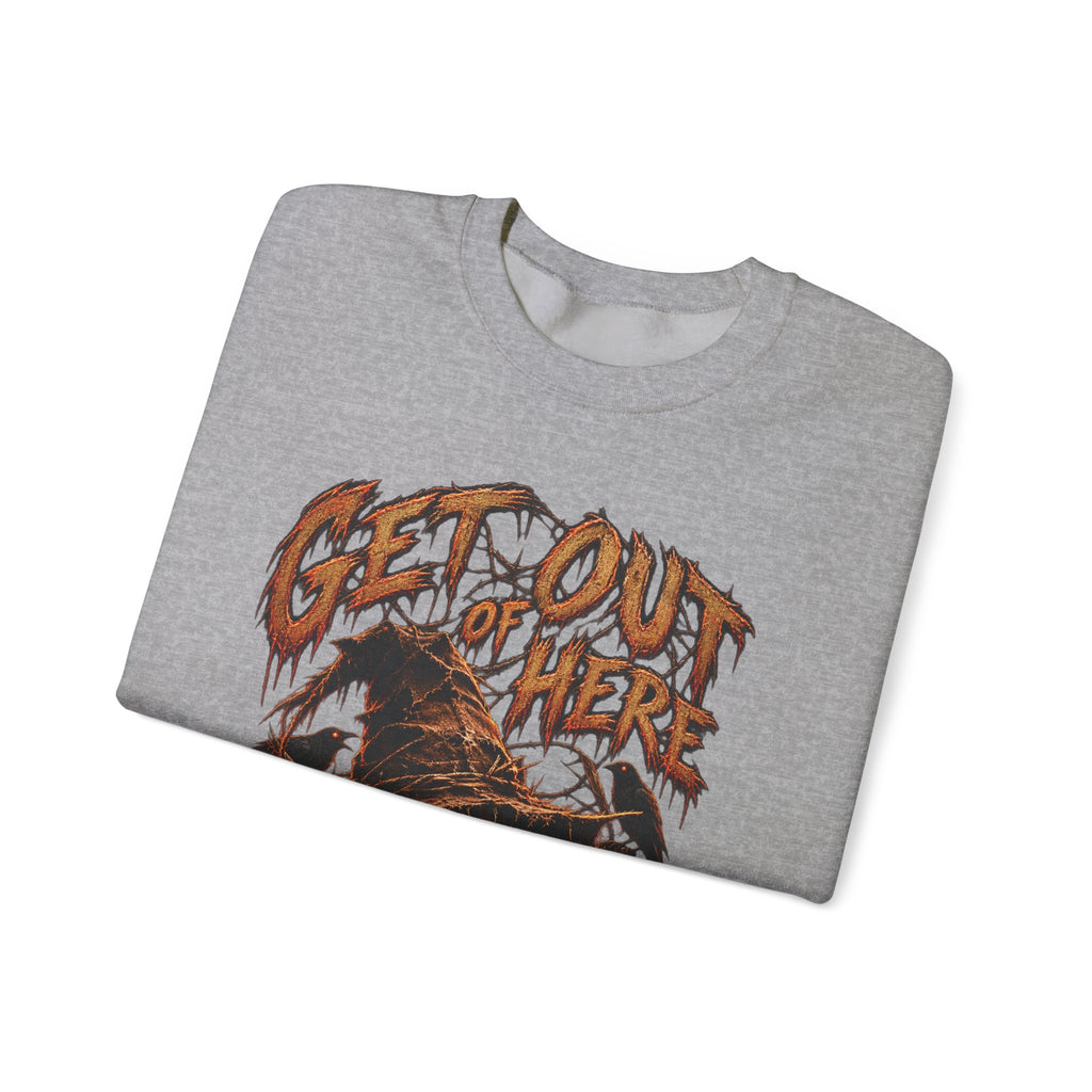 Scarecrow 'Get Out of Here' Graphic Sweatshirt — Halloween Horror Crewneck
