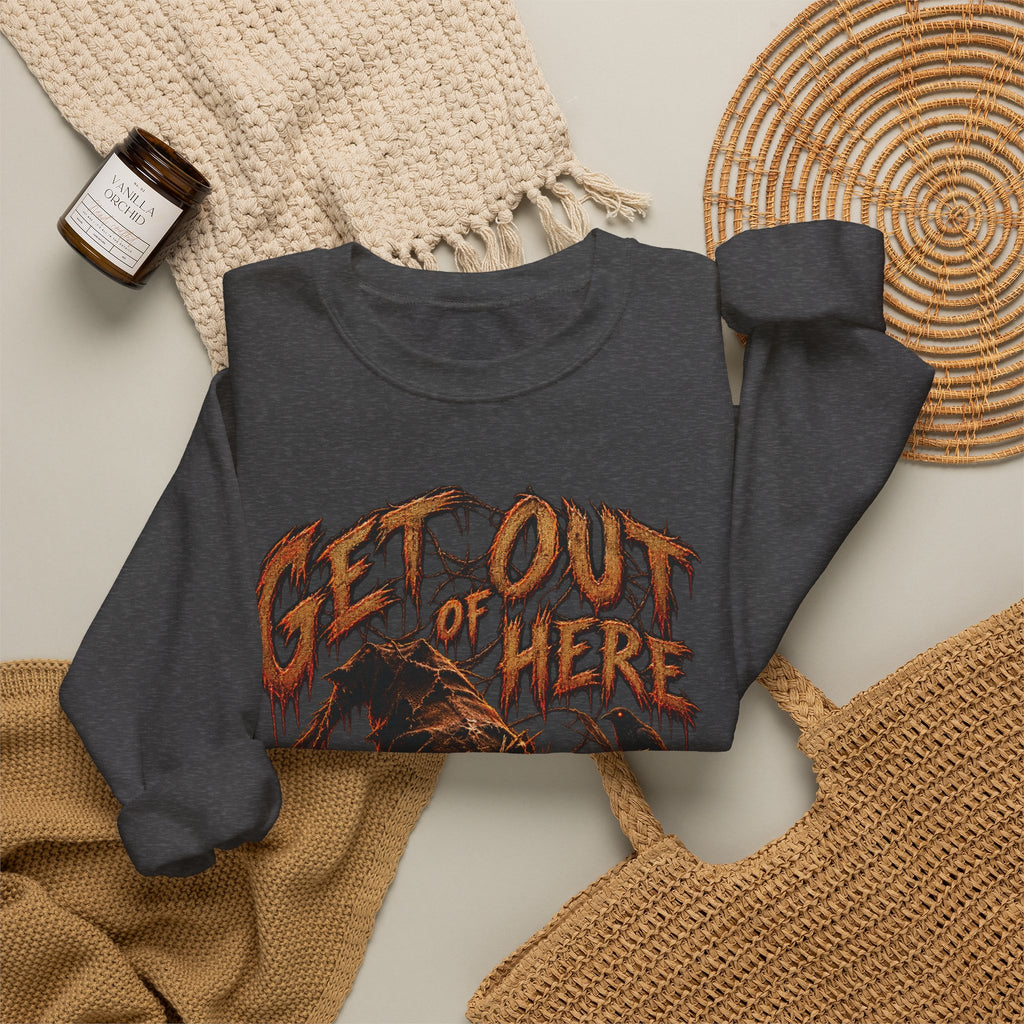 Scarecrow 'Get Out of Here' Graphic Sweatshirt — Halloween Horror Crewneck