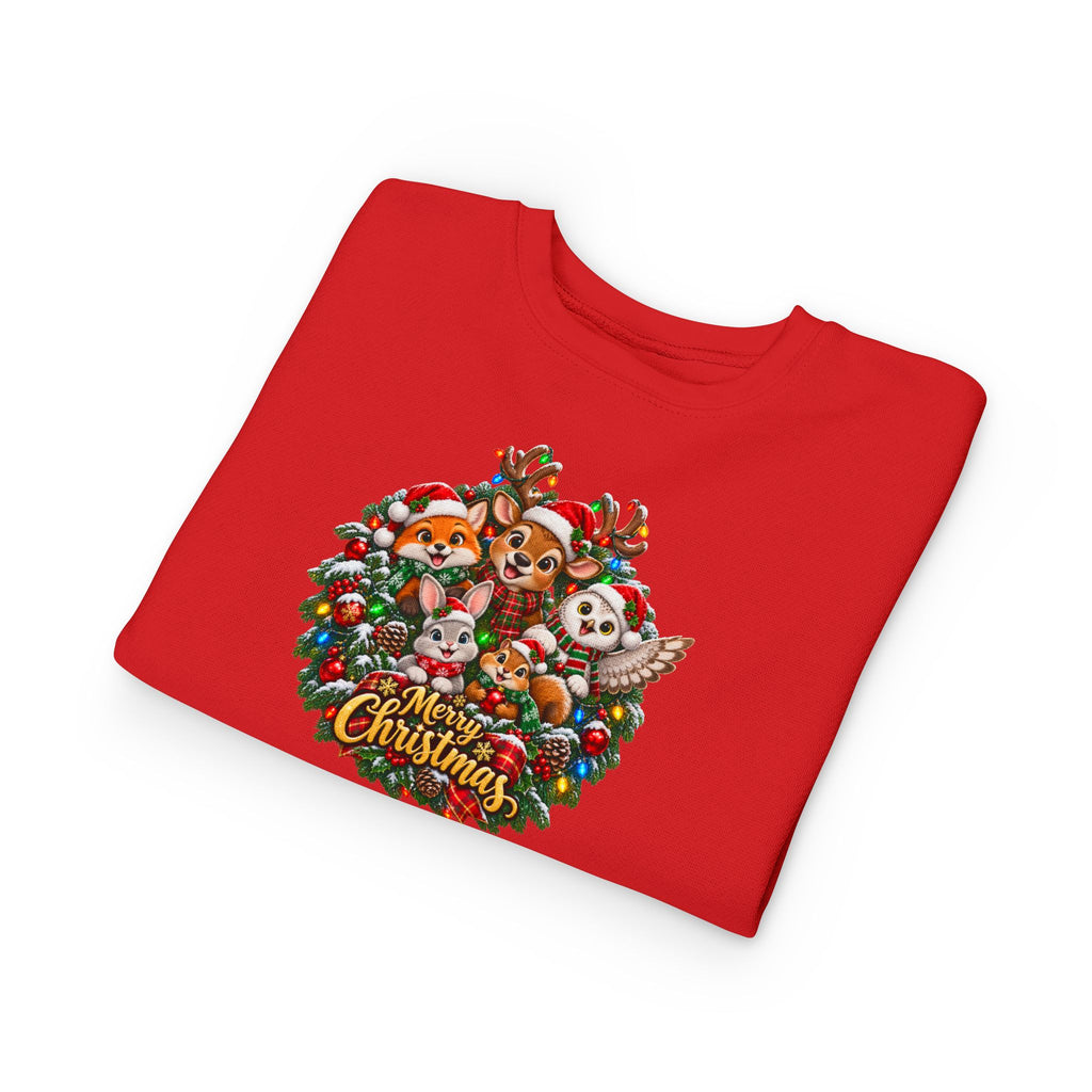 Toddler Christmas Sweatshirt — Cute Woodland Animals "Merry Christmas" Holiday Crewneck