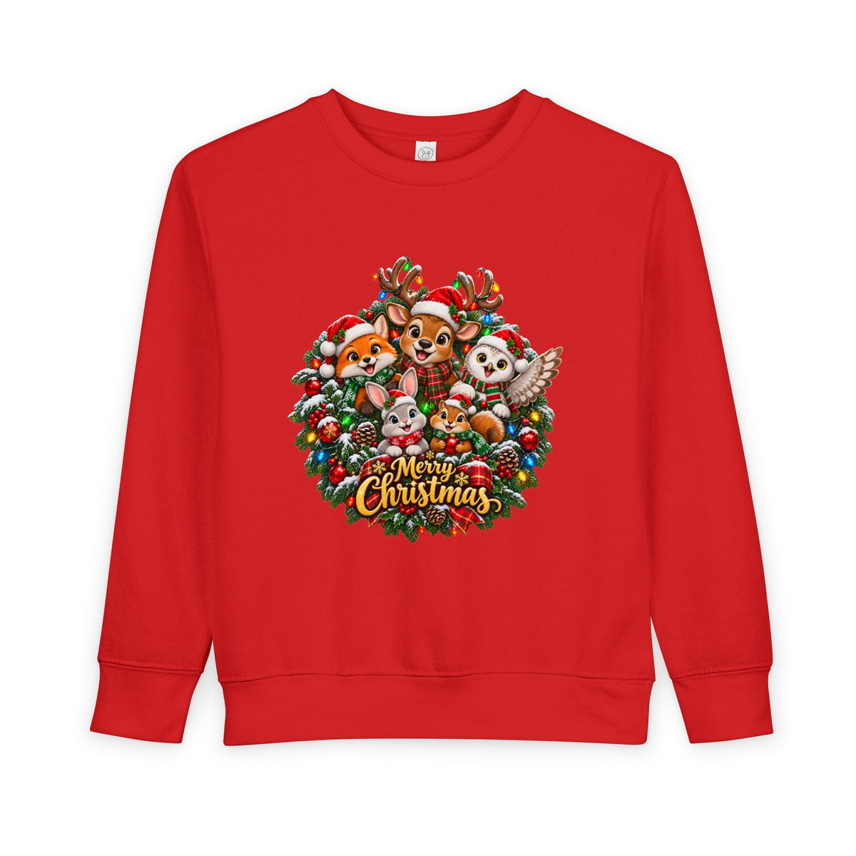 Toddler Christmas Sweatshirt — Cute Woodland Animals "Merry Christmas" Holiday Crewneck
