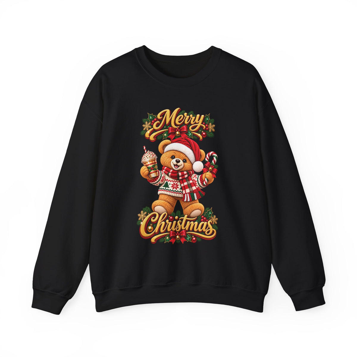 Christmas Bear Crewneck Sweatshirt — "Merry Christmas" Holiday Sweater