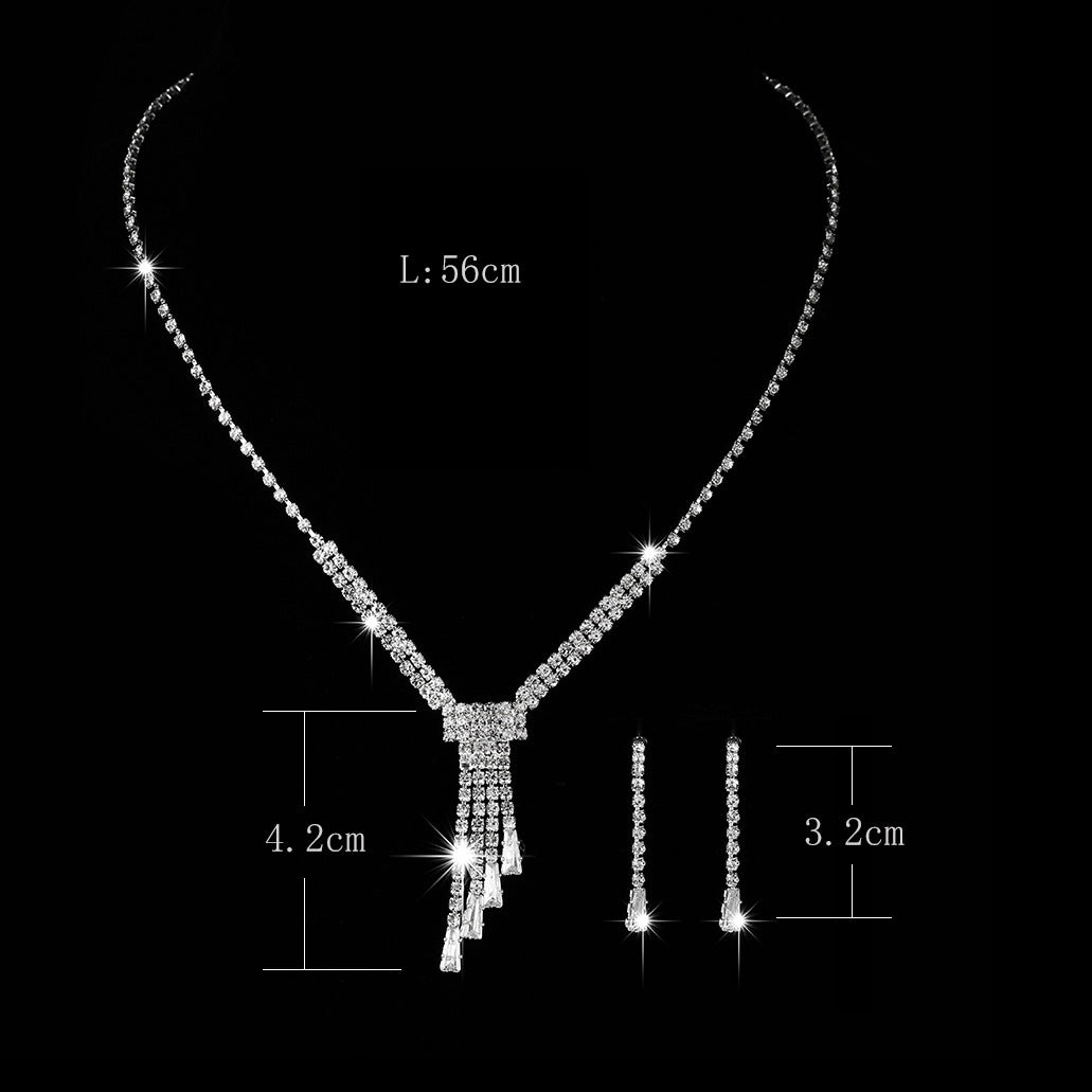 Rhinestone Bridal Jewelry Set with Tassel Design