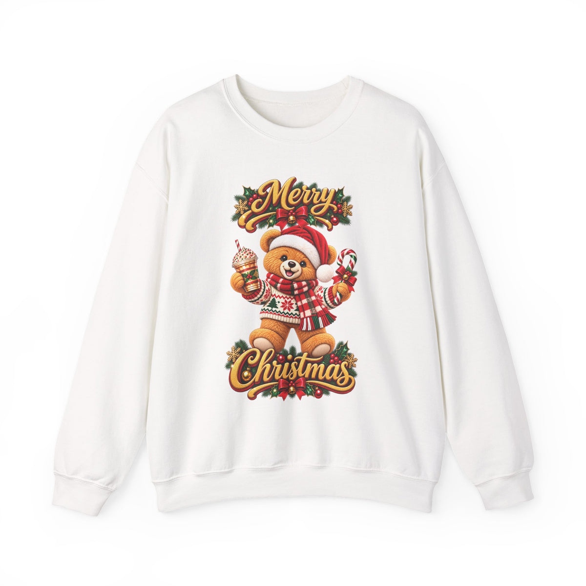 Christmas Bear Crewneck Sweatshirt — "Merry Christmas" Holiday Sweater
