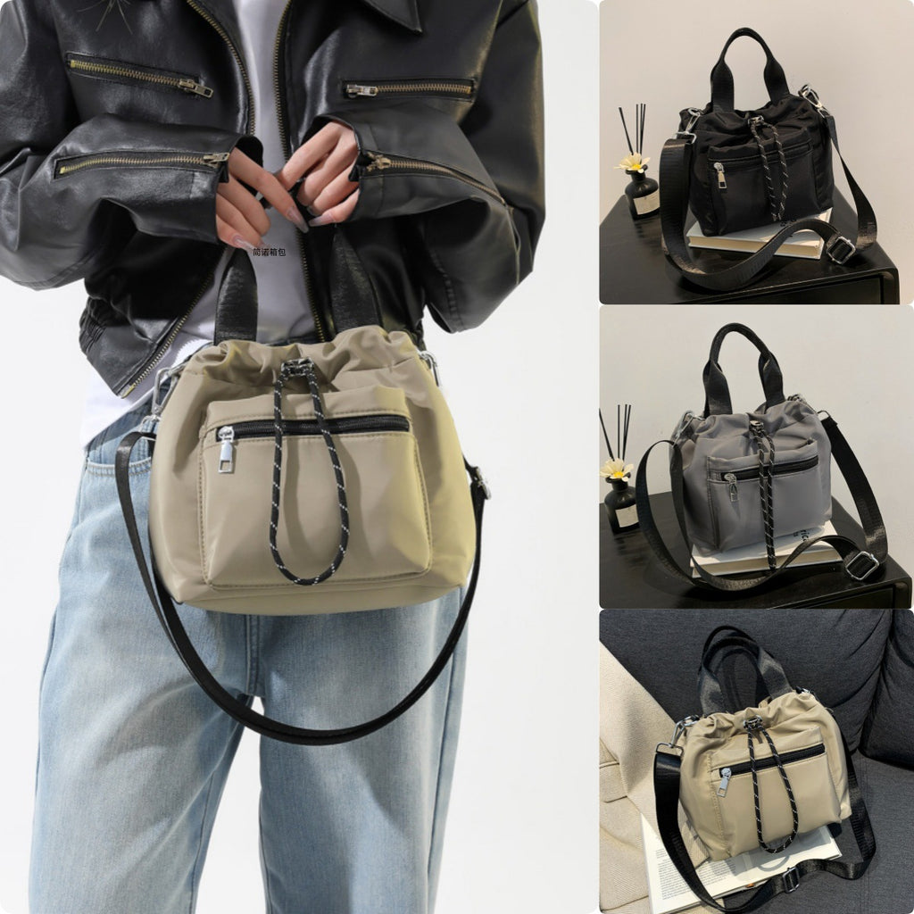 Women's Nylon Drawstring Bucket Bag