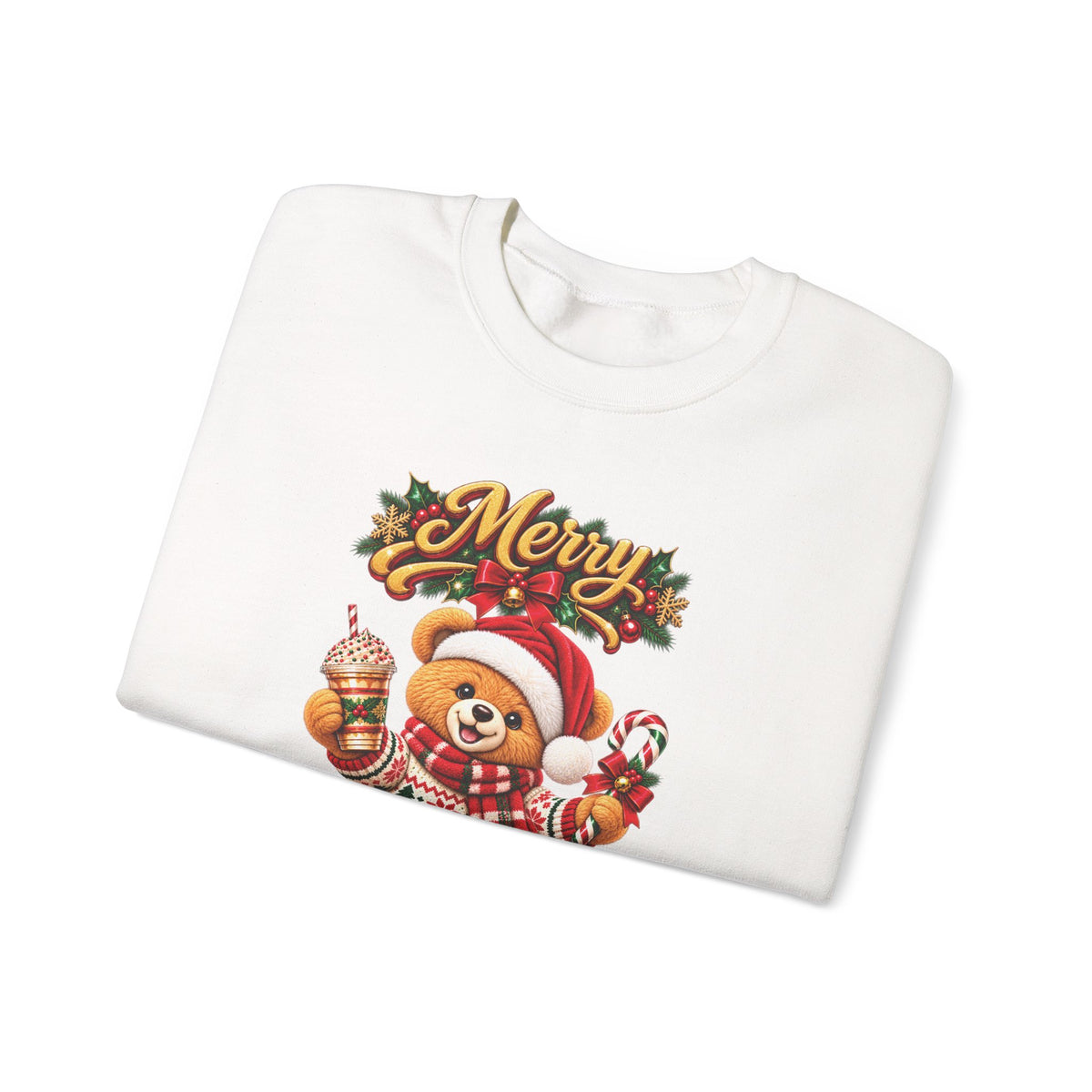 Christmas Bear Crewneck Sweatshirt — "Merry Christmas" Holiday Sweater