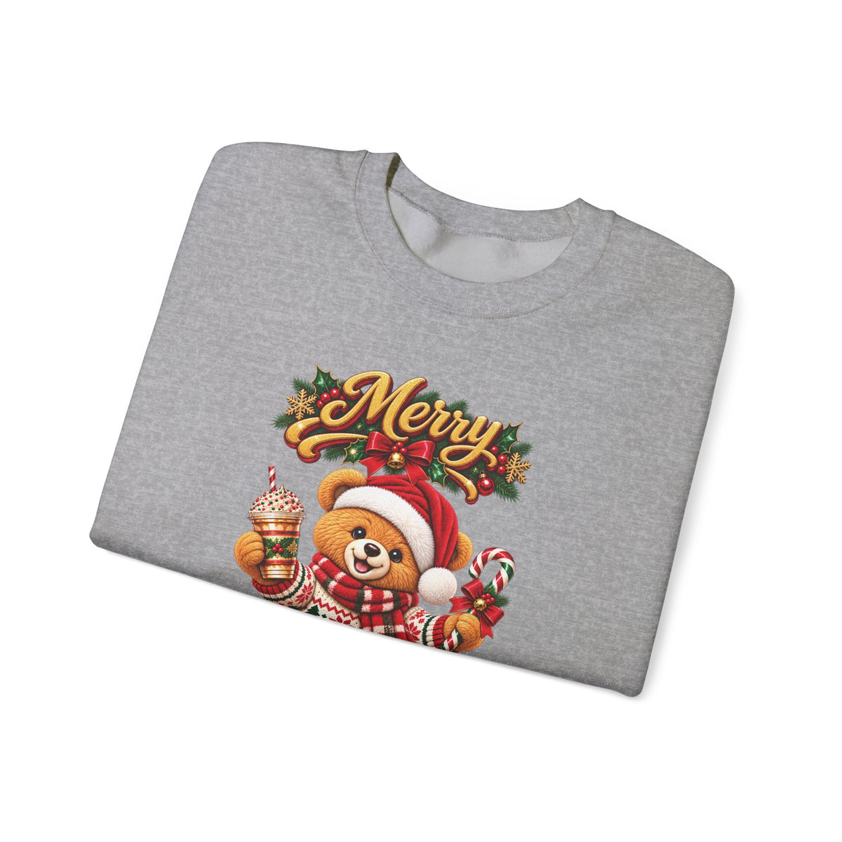 Christmas Bear Crewneck Sweatshirt — "Merry Christmas" Holiday Sweater
