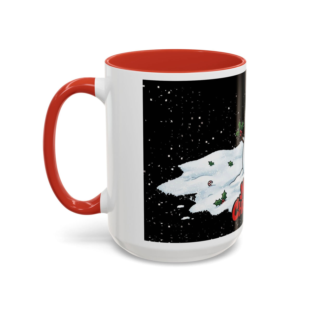 Merry Christmas Snowman Accent Coffee Mug — Festive Holiday 11/15oz