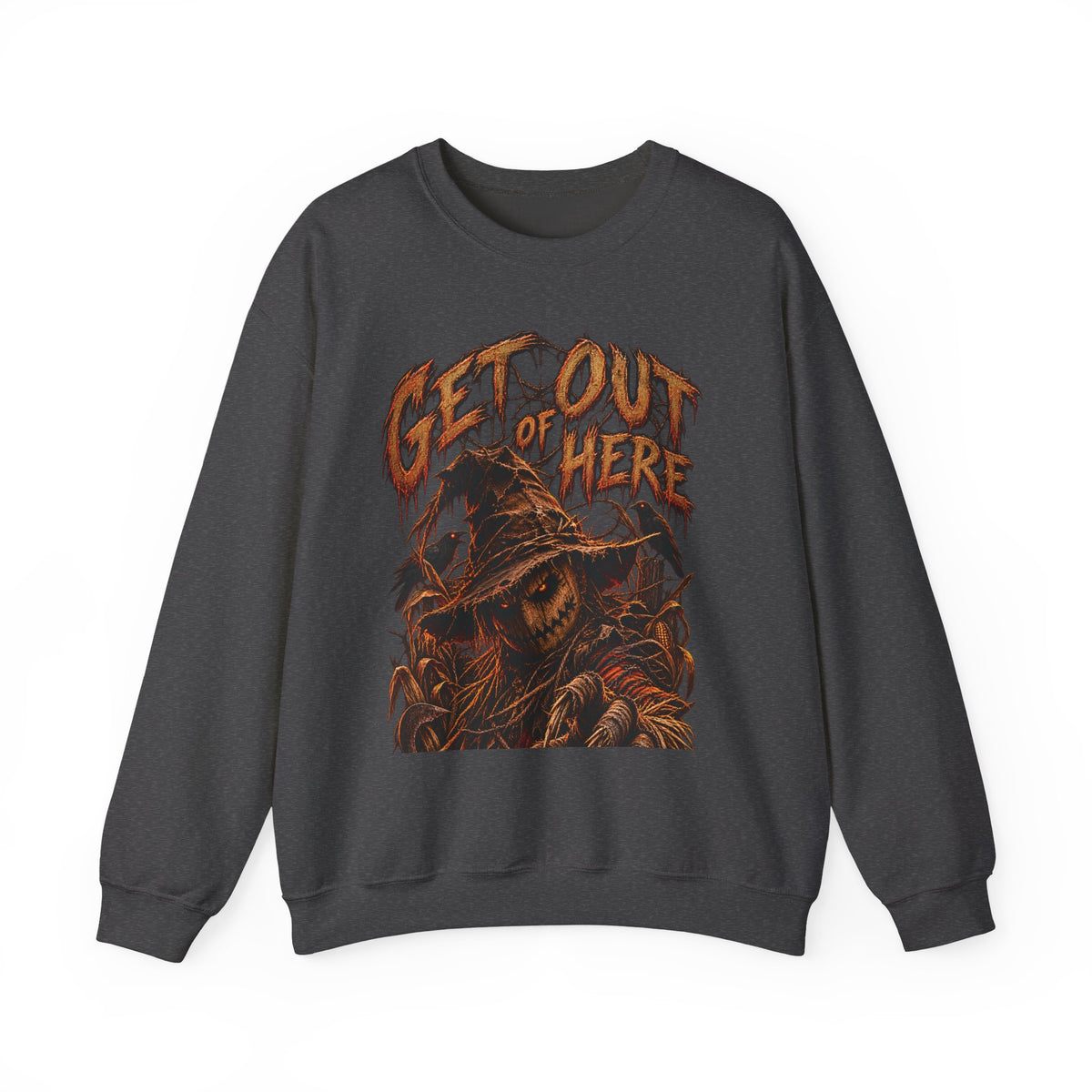 Scarecrow 'Get Out of Here' Graphic Sweatshirt — Halloween Horror Crewneck
