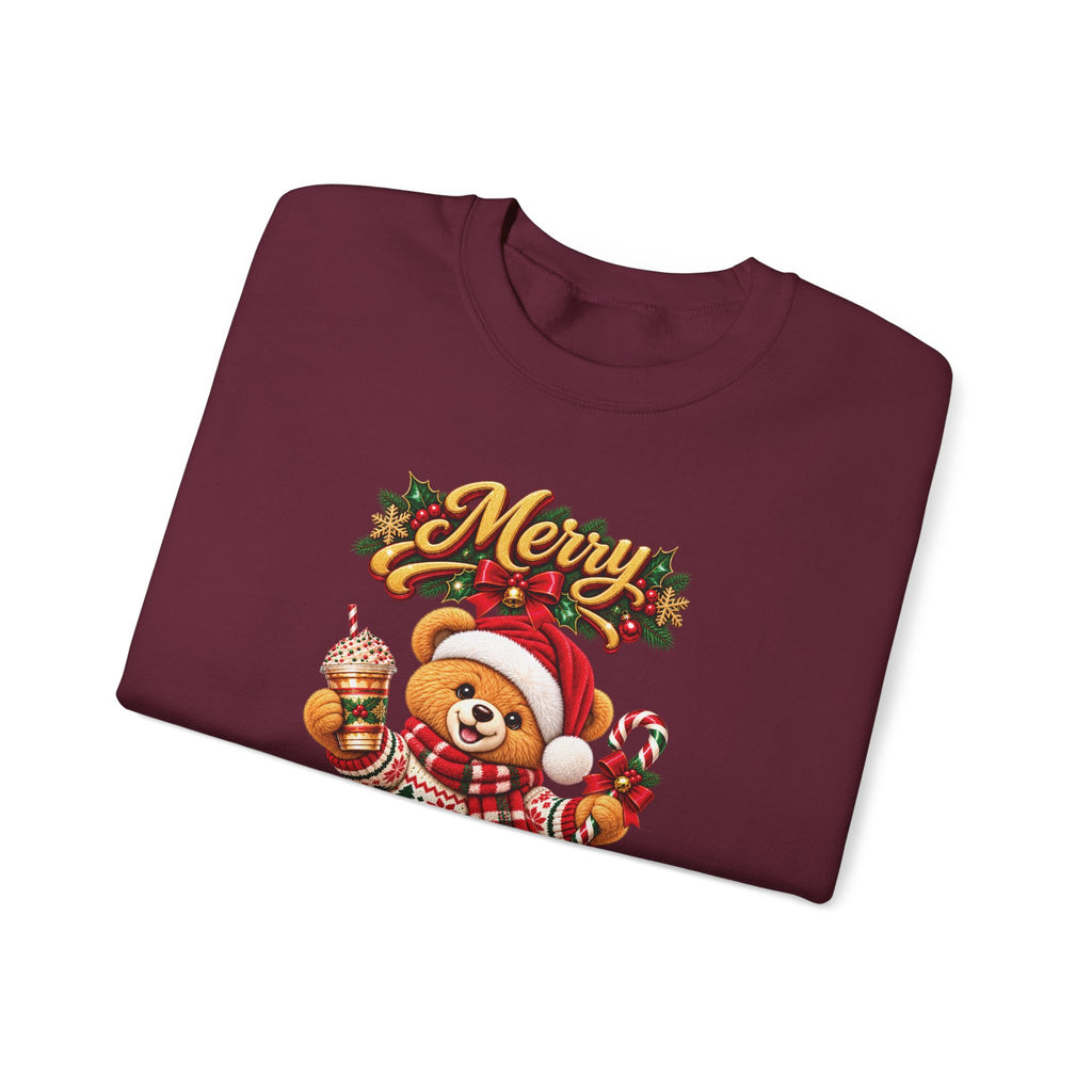 Christmas Bear Crewneck Sweatshirt — "Merry Christmas" Holiday Sweater