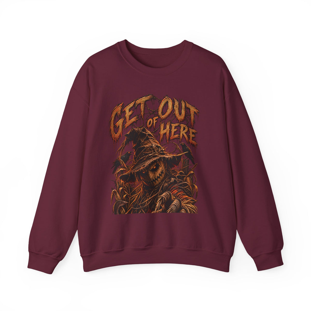 Scarecrow 'Get Out of Here' Graphic Sweatshirt — Halloween Horror Crewneck