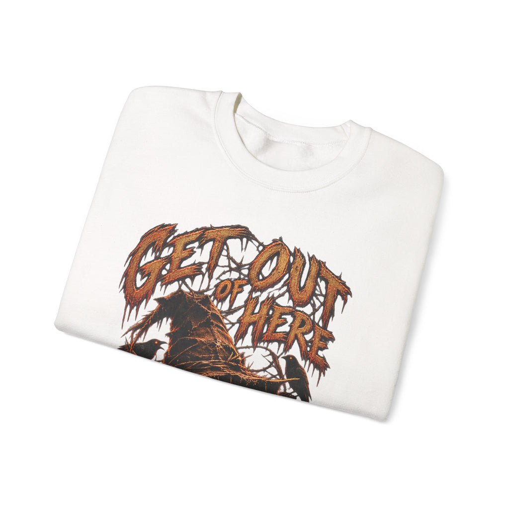 Scarecrow 'Get Out of Here' Graphic Sweatshirt — Halloween Horror Crewneck