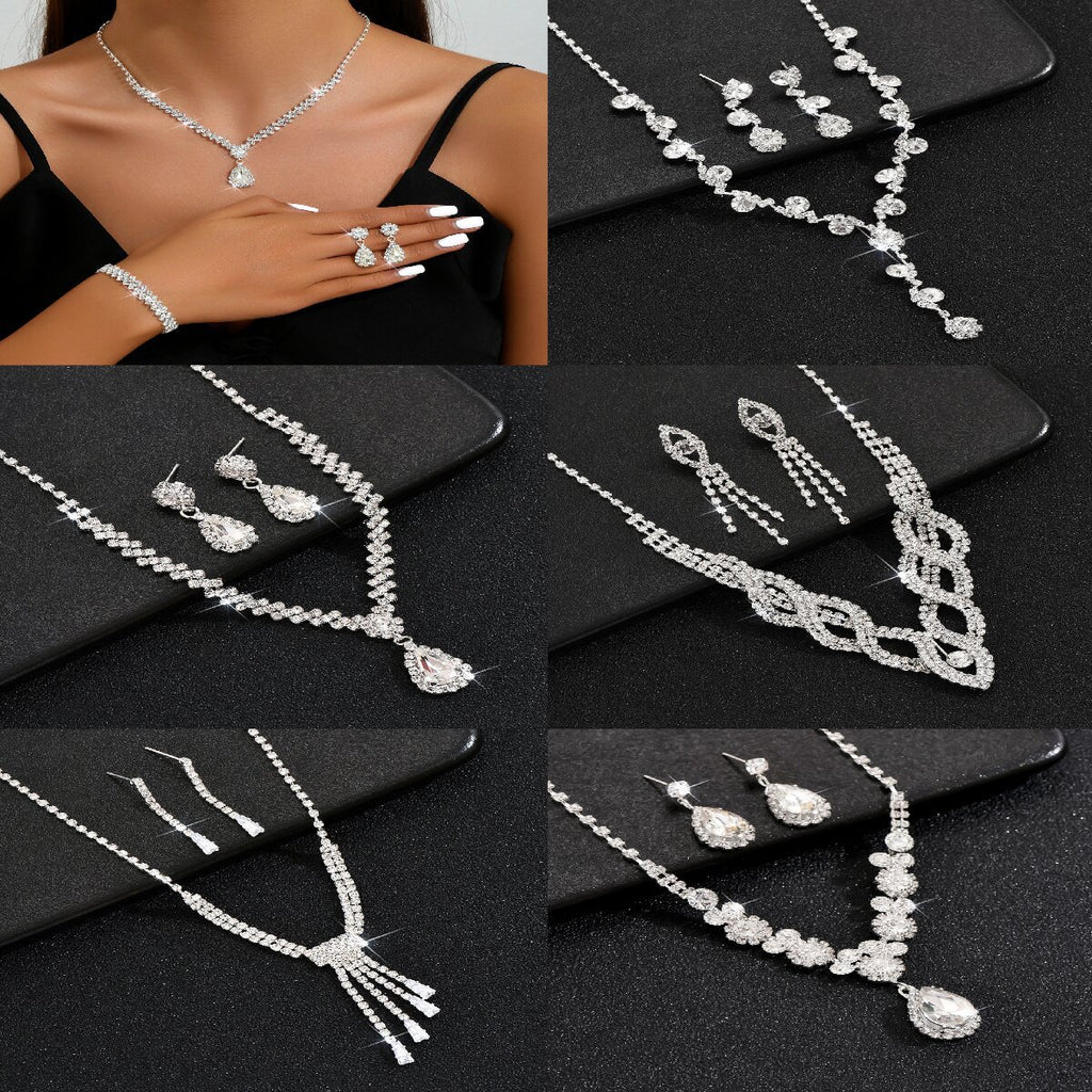 Rhinestone Bridal Jewelry Set with Tassel Design