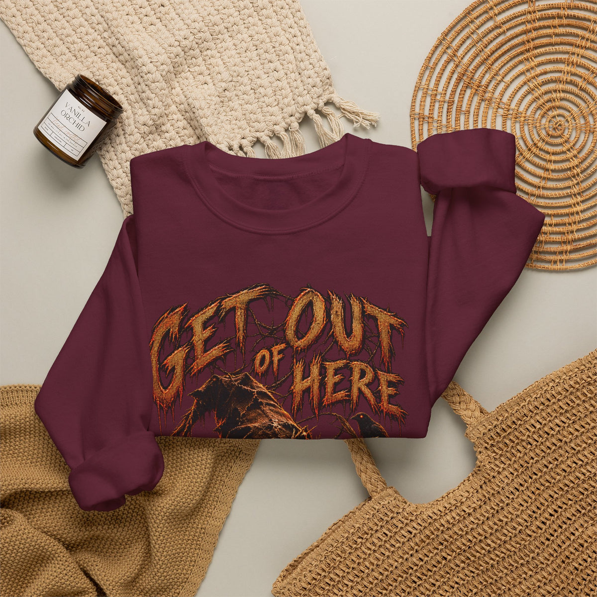 Scarecrow 'Get Out of Here' Graphic Sweatshirt — Halloween Horror Crewneck