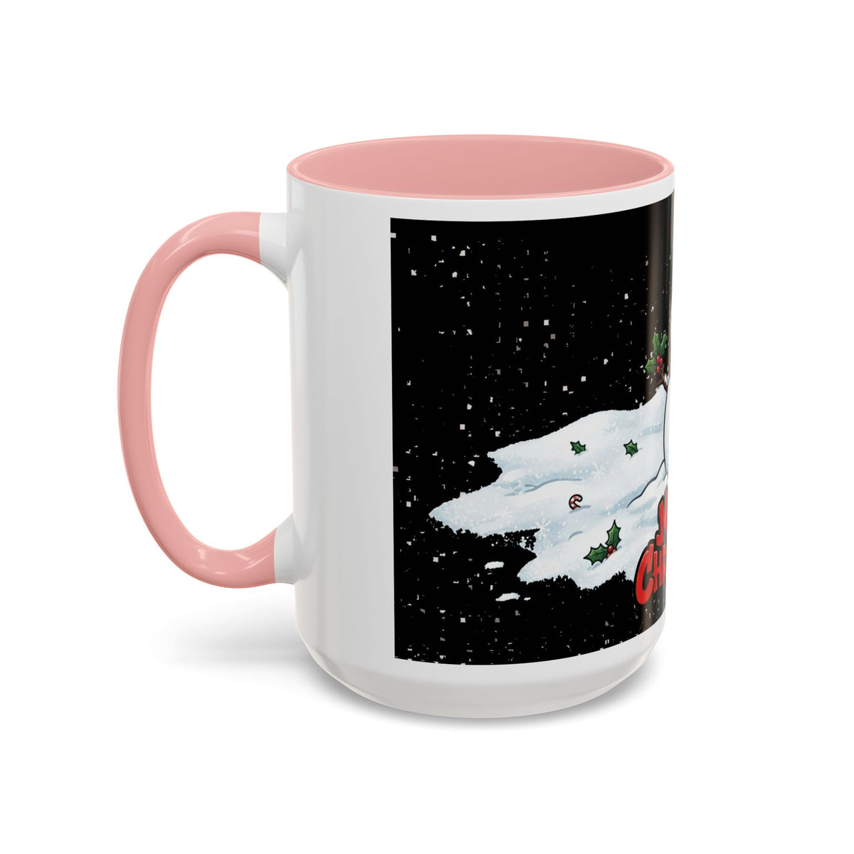 Merry Christmas Snowman Accent Coffee Mug — Festive Holiday 11/15oz