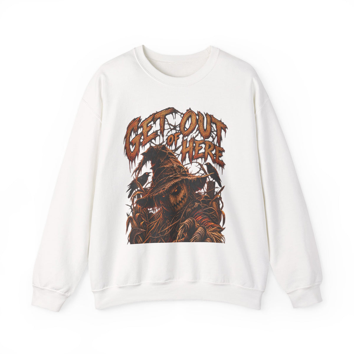 Scarecrow 'Get Out of Here' Graphic Sweatshirt — Halloween Horror Crewneck