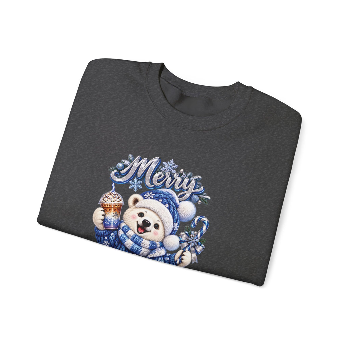Christmas Bear Sweatshirt — Merry Christmas Blue Holiday Crewneck