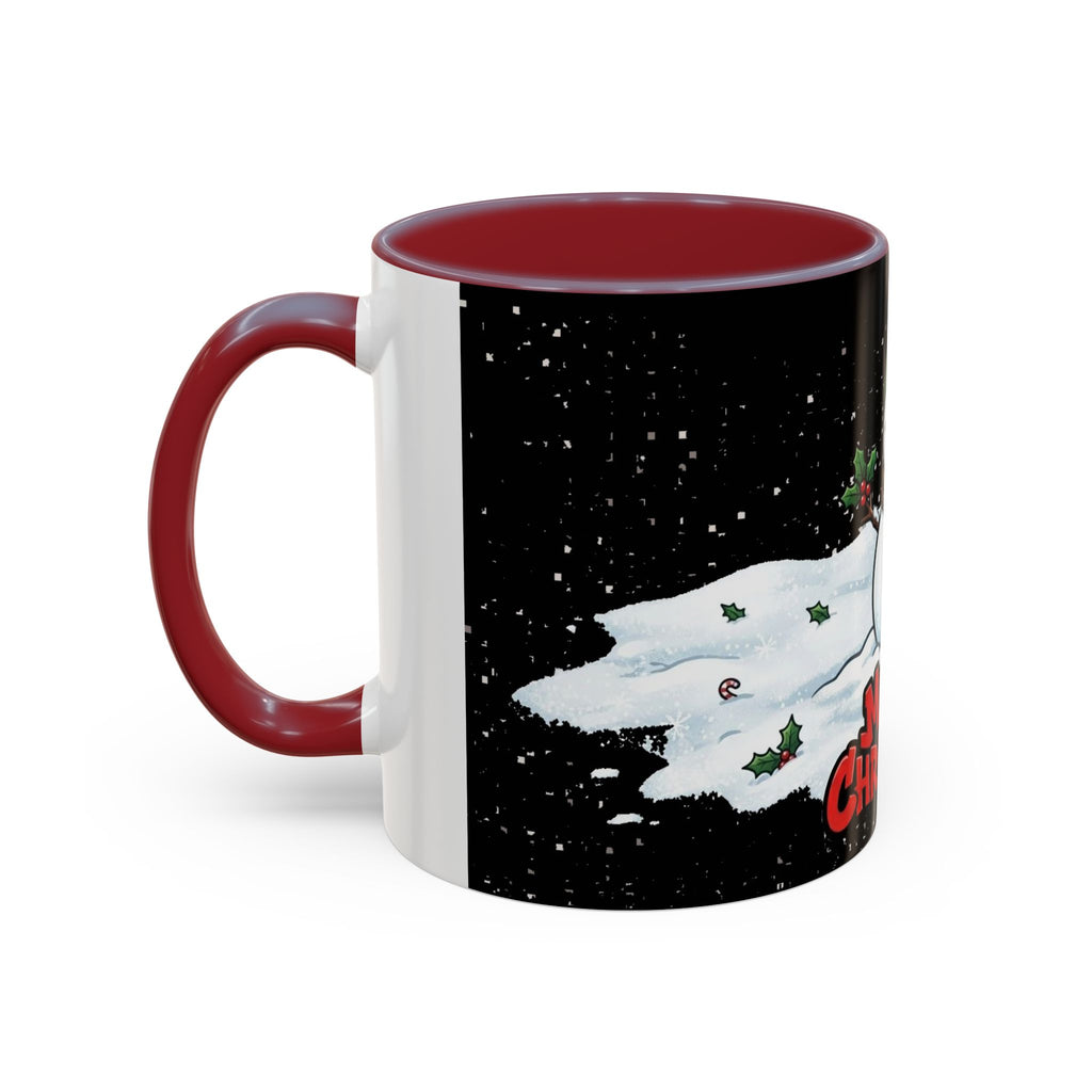 Merry Christmas Snowman Accent Coffee Mug — Festive Holiday 11/15oz