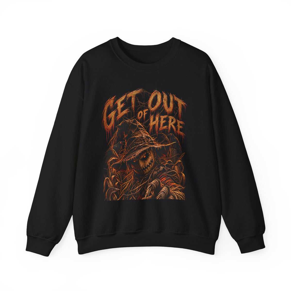 Scarecrow 'Get Out of Here' Graphic Sweatshirt — Halloween Horror Crewneck