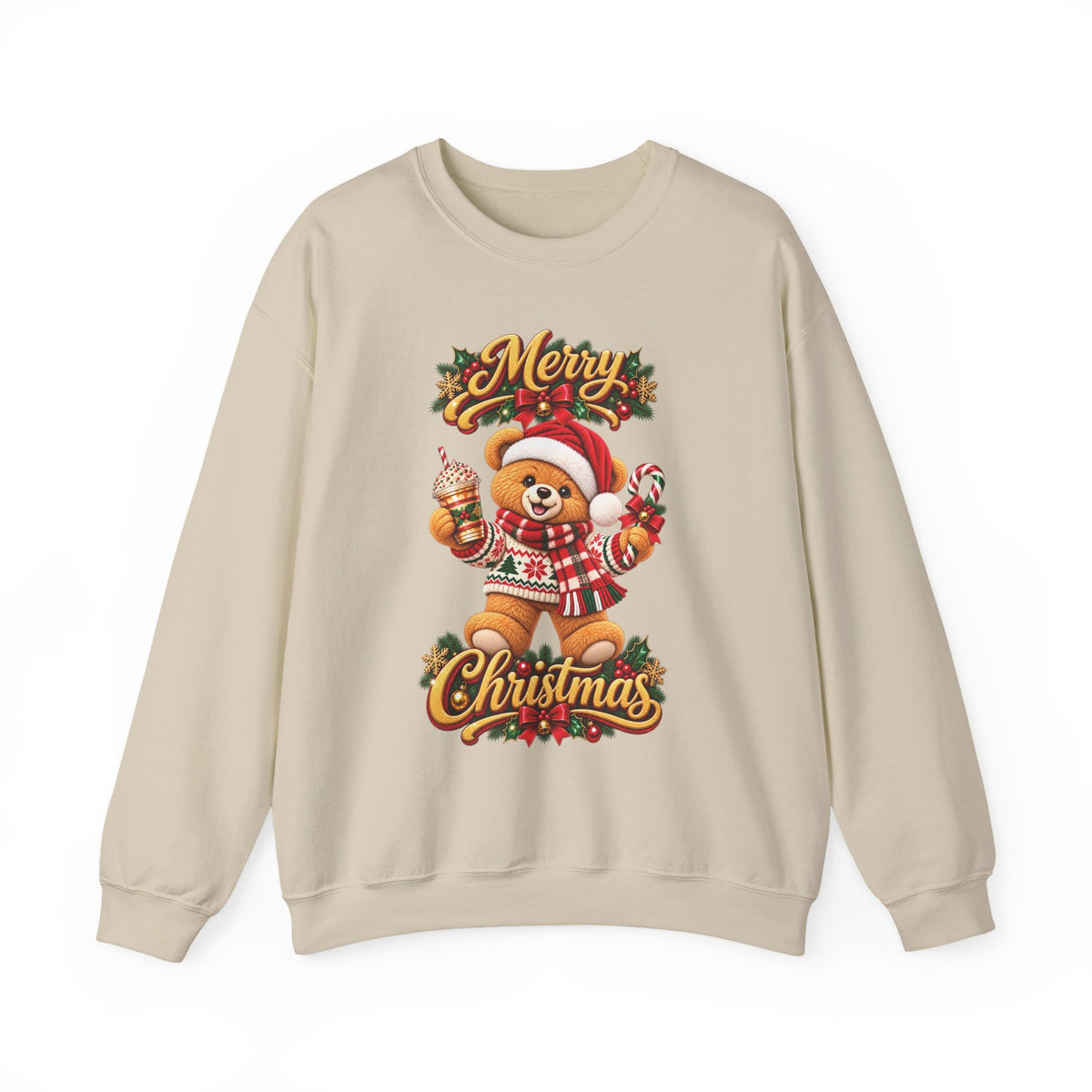 Christmas Bear Crewneck Sweatshirt — "Merry Christmas" Holiday Sweater