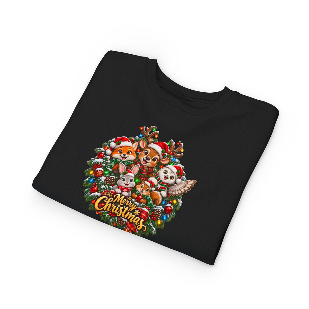 Toddler Christmas Sweatshirt — Cute Woodland Animals "Merry Christmas" Holiday Crewneck