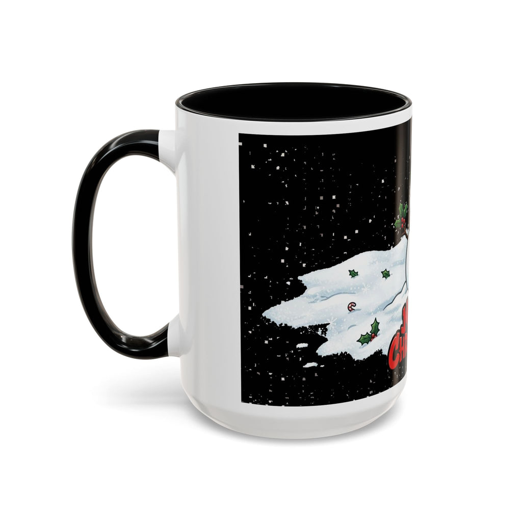 Merry Christmas Snowman Accent Coffee Mug — Festive Holiday 11/15oz