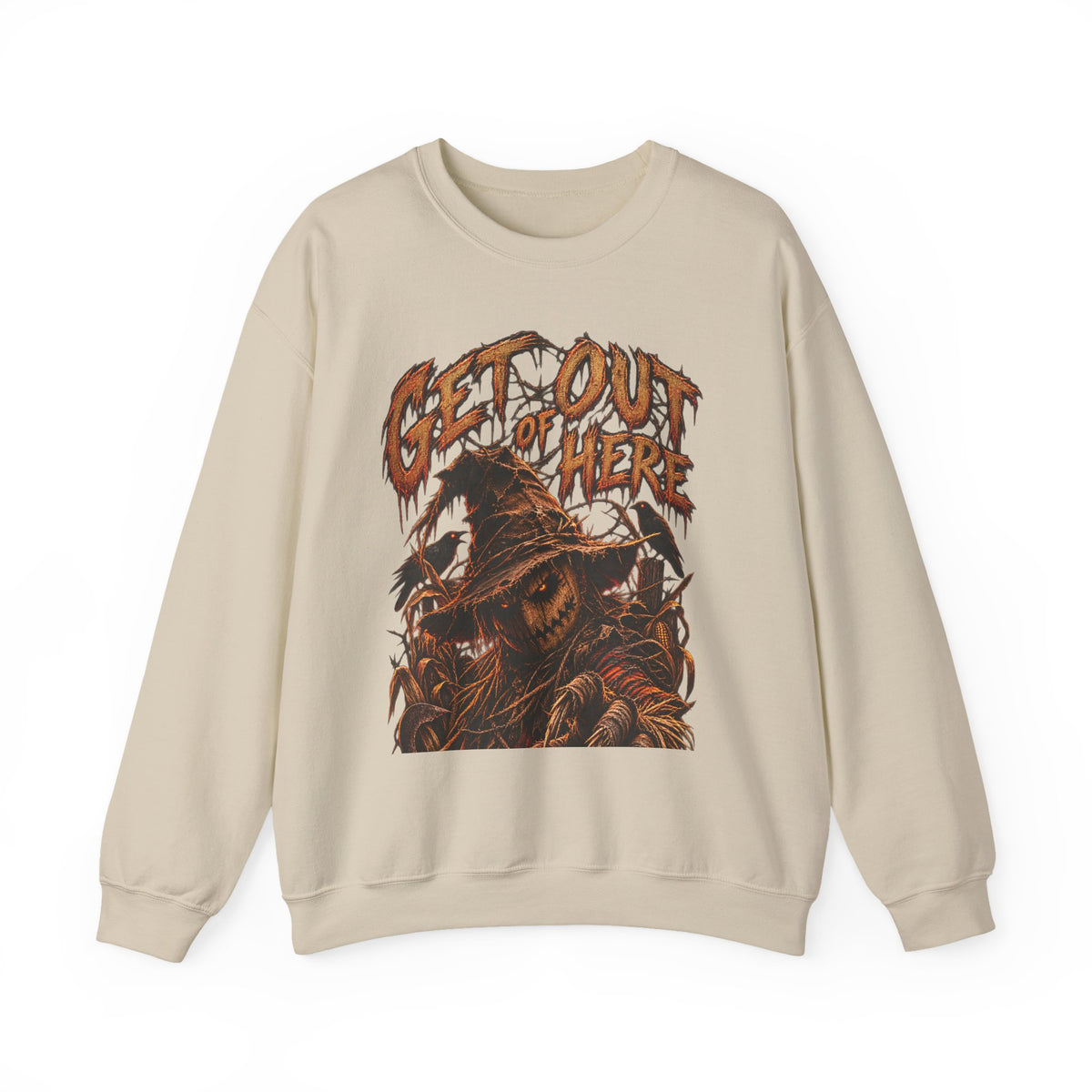 Scarecrow 'Get Out of Here' Graphic Sweatshirt — Halloween Horror Crewneck