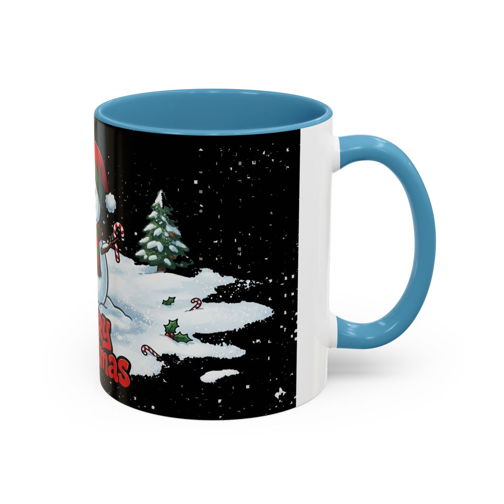 Merry Christmas Snowman Accent Coffee Mug — Festive Holiday 11/15oz