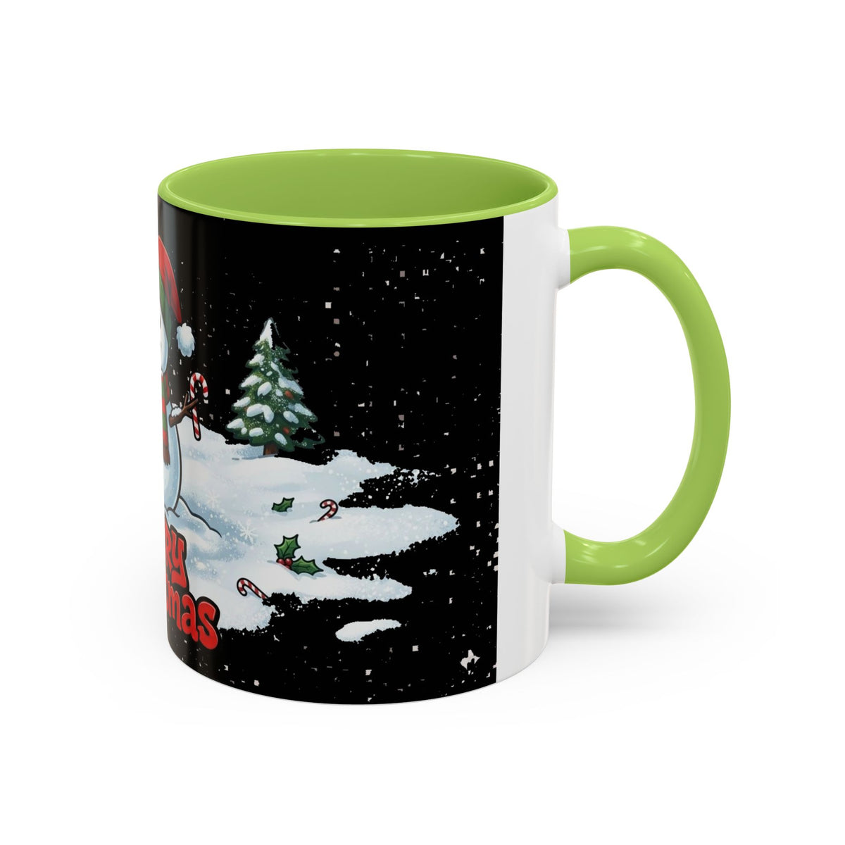 Merry Christmas Snowman Accent Coffee Mug — Festive Holiday 11/15oz