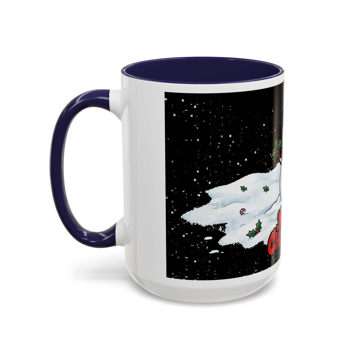 Merry Christmas Snowman Accent Coffee Mug — Festive Holiday 11/15oz