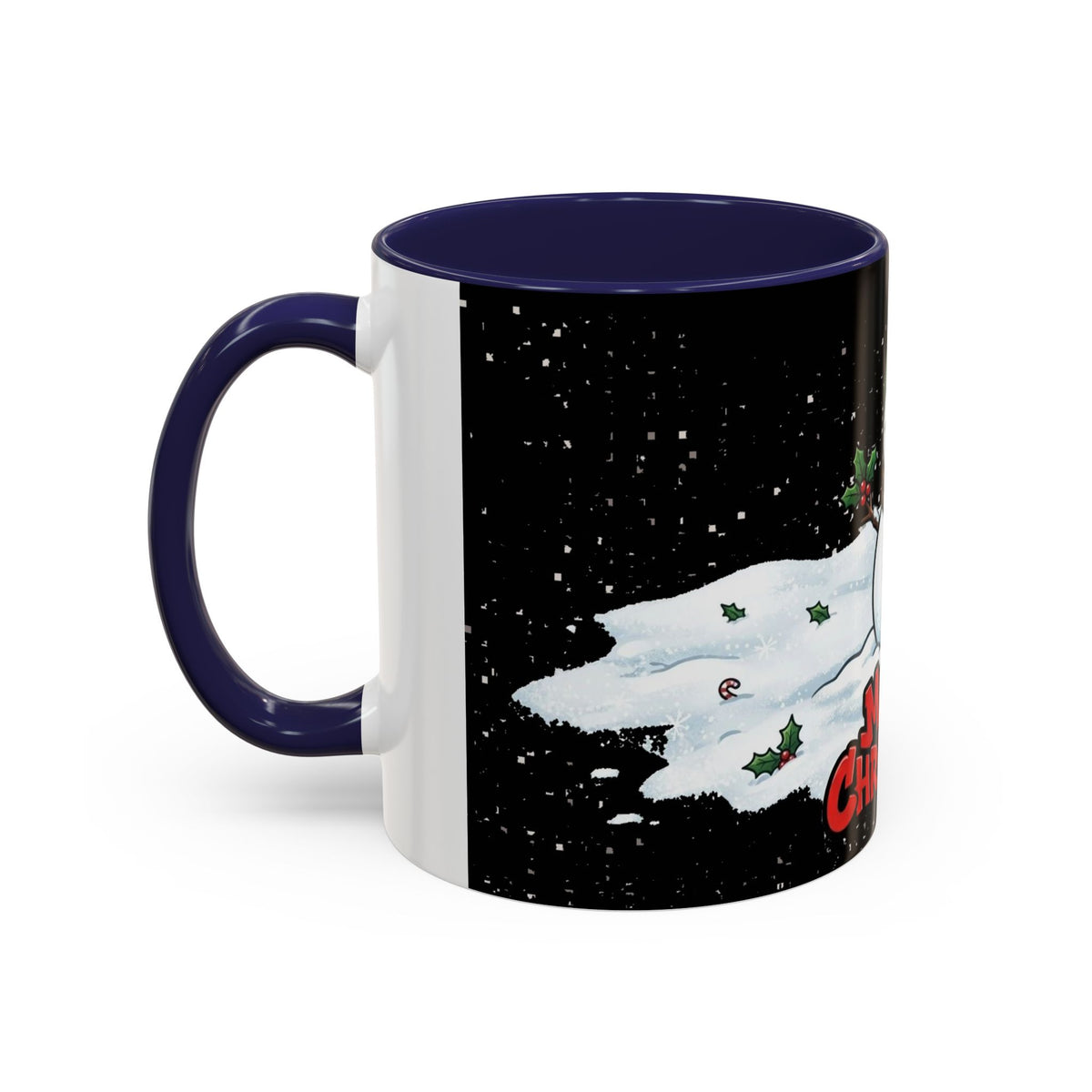 Merry Christmas Snowman Accent Coffee Mug — Festive Holiday 11/15oz