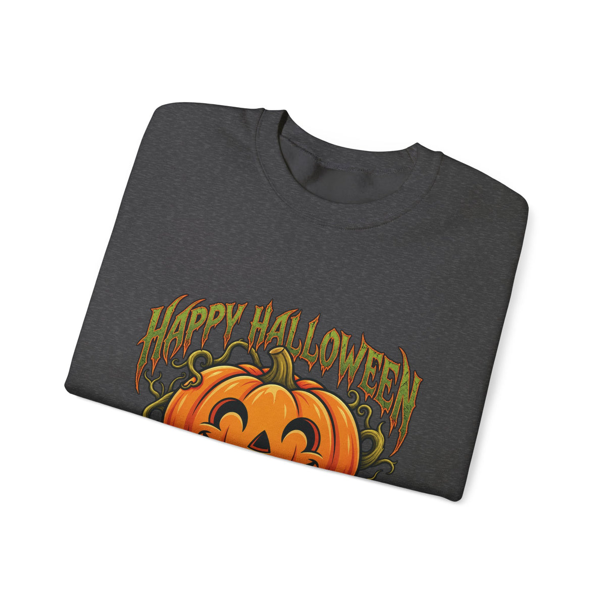 Halloween Pumpkin Crewneck Sweatshirt – "Happy Halloween" Jack-O'-Lantern Graphic