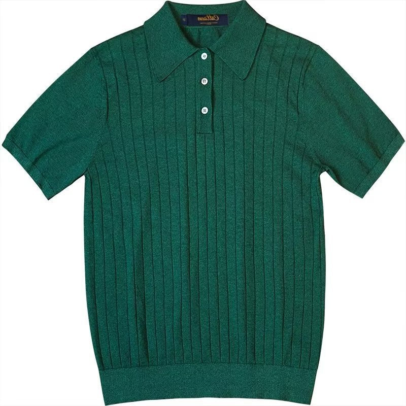 Mens Solid Color Short Sleeve Polo Shirt