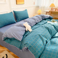 Button-style washed cotton four-piece bedding set