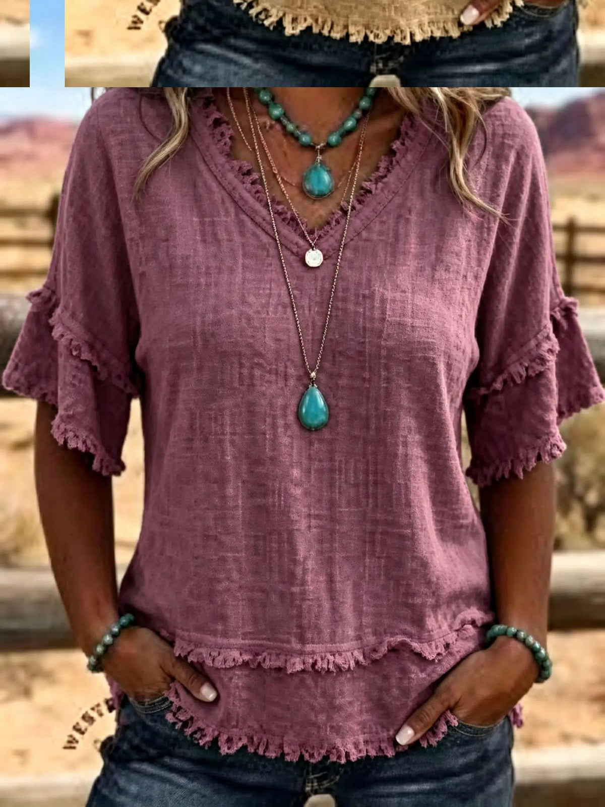 Womens V-Neck Short Sleeve Pullover Shirt