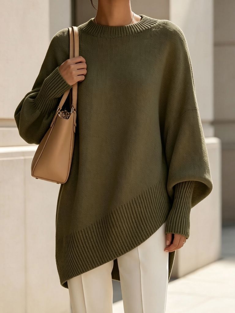 Round-neck loose-fit sweater