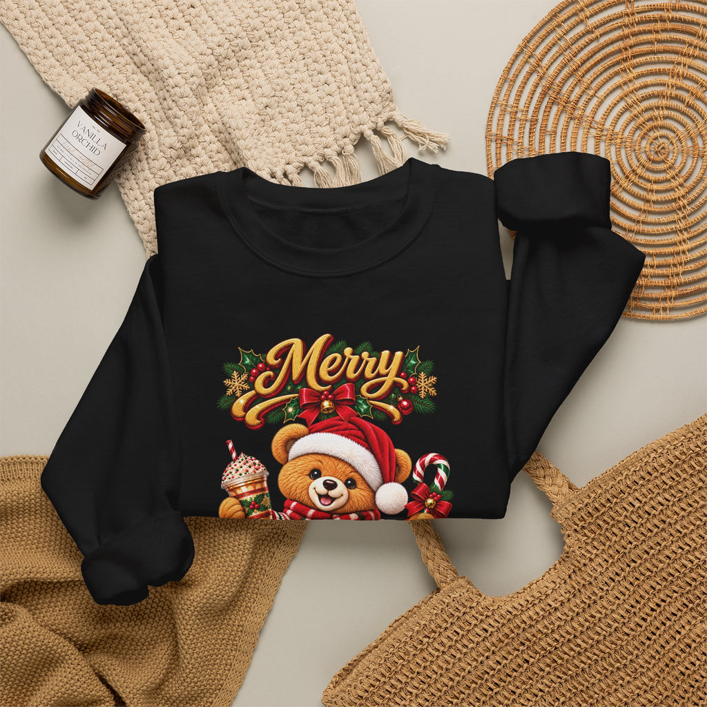 Christmas Bear Crewneck Sweatshirt — "Merry Christmas" Holiday Sweater