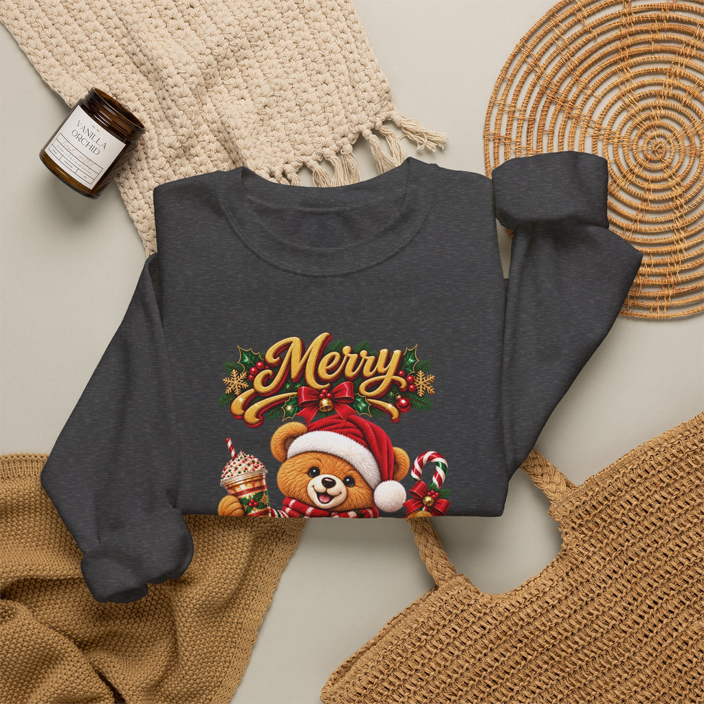 Christmas Bear Crewneck Sweatshirt — "Merry Christmas" Holiday Sweater