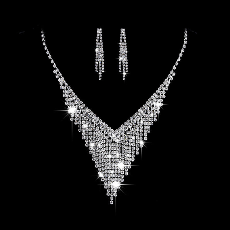 Rhinestone Bridal Jewelry Set with Tassel Design