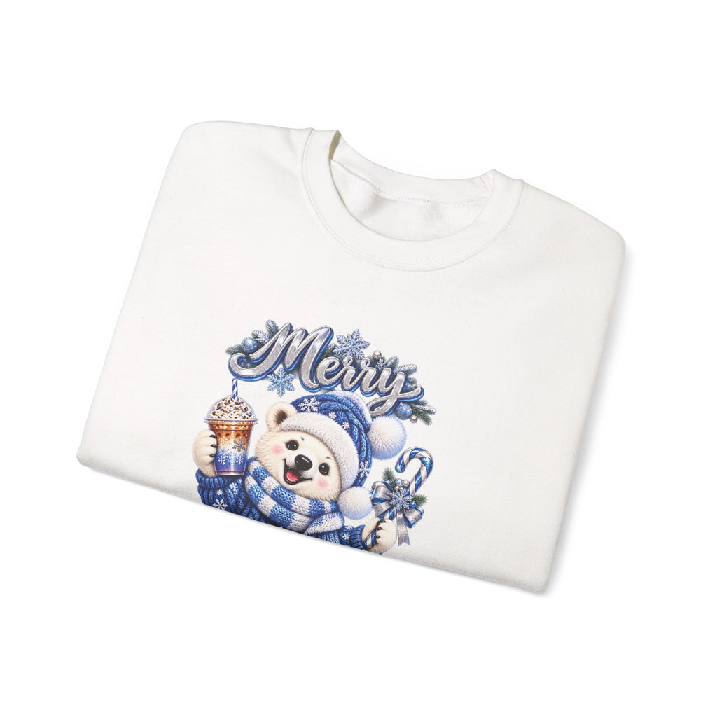 Christmas Bear Sweatshirt — Merry Christmas Blue Holiday Crewneck