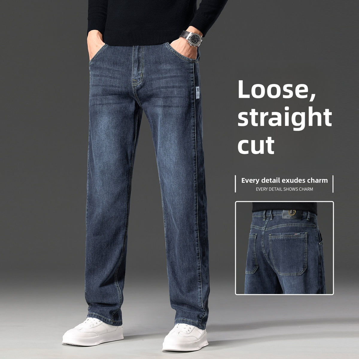 Loose Straight Leg JeansMen's Pants